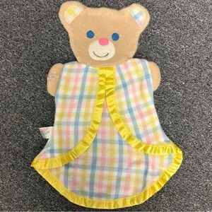 Vintage American Greetings AmToy Baby Soft Touch Plaid Bear Blanket 1981